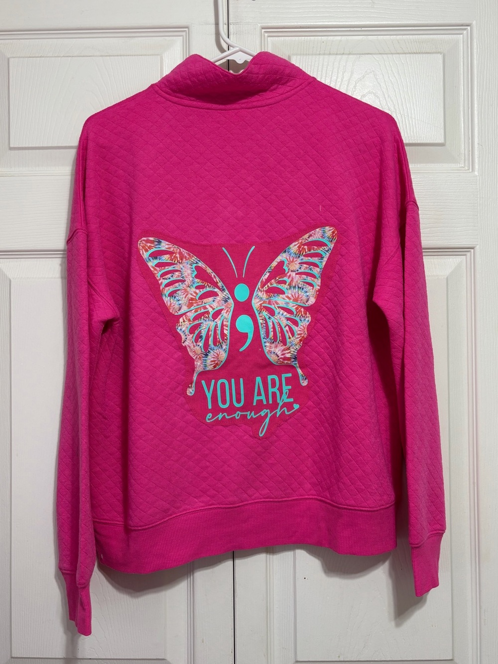 Upcycled Hot Pink Quilted Pullover